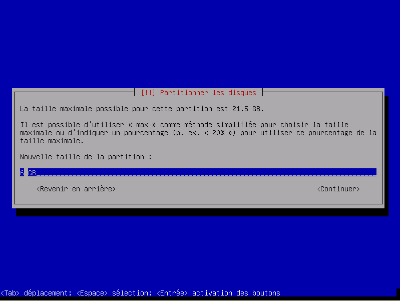 Taille partition primaire