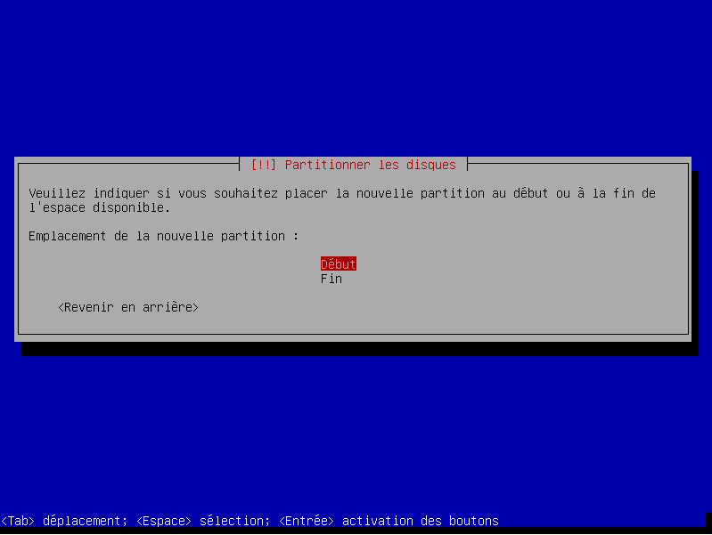 Emplacement de partition primaire