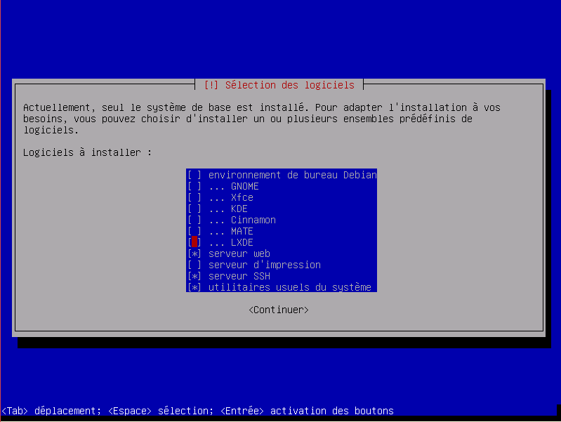 Sélection des logiciels